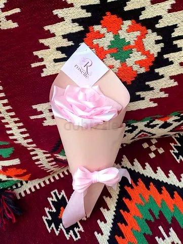 Handmade Satin Ribbon Single Rose Bouquet