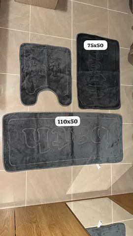 3-piece Bathroom Rug Set - Dark Grey (75x50, 110x50, U-shaped Mat)