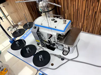 Industrial Overlock / Coverstitch Sewing Machine with Multi-Spool Stand