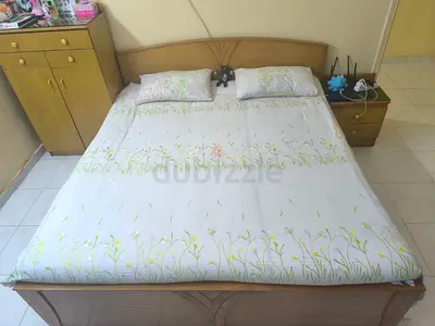 Wood Double Bed 200 X 1801 with Headboard with two Side tables - Good Condition.