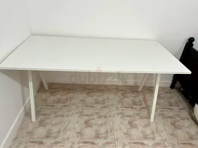 Simple White Dining/Work Table - Solid Top, Good Condition