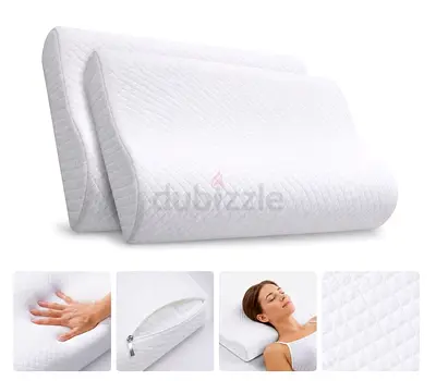 Set of 2 Contour Memory Foam Cervical Pillows - Orthopedic Support