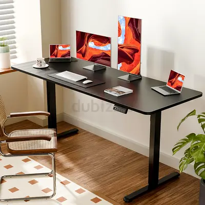 Electric Standing Desk, 160 x 60 cm Height Adjustable Sit Stand Desk with Splice Board for Home Offi