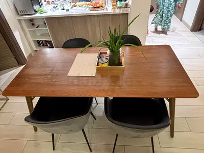 Solid Wood Dining Table with 4 Chairs - Midcentury Style