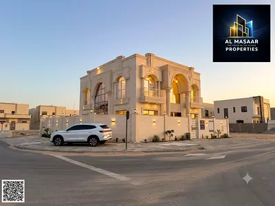 Luxury corner villa with 5 bedrooms and a swimming pool, registration fees included, in Al Zahiyah, Ajman. Freehold, bank financing available.