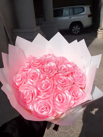 Pink Ribbon Flower Bouquet