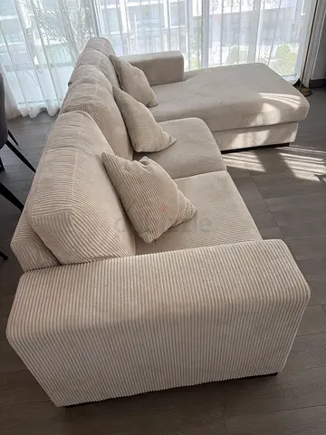 Sofa 3 seater - white beige curdoroy