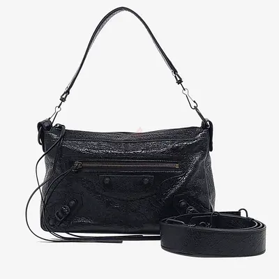 Balenciaga Black Leather Le City Moto Small