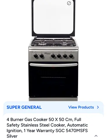 4-Burner Gas Cooker with Oven (50x50 cm) - Stainless Steel