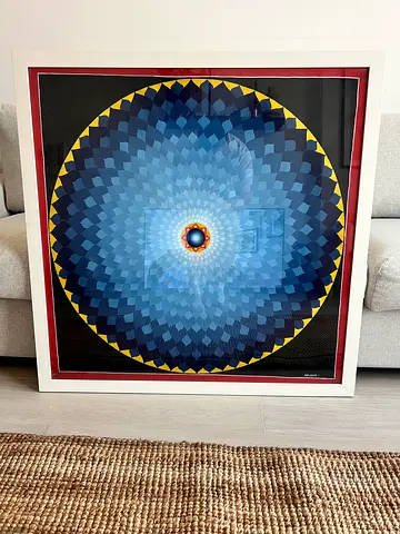 Nepalese Framed Geometric Mandala Art Print