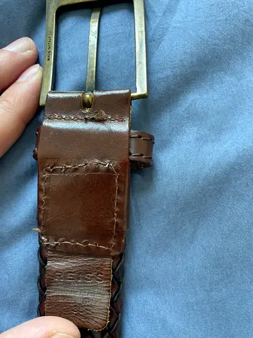 REISS Brown braided leather belt with brass buckle, good used condition
