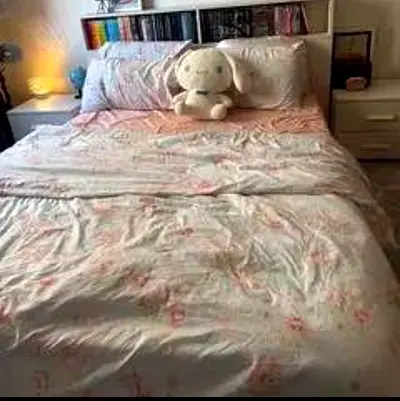 White Bedset ( Frame with Built-in Headboard Storage ,side ,vanity)