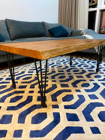Modern Wooden Coffee Table with Metal Legs