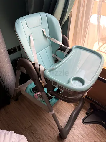 Baby high chair with removable tray - light blue, good condition