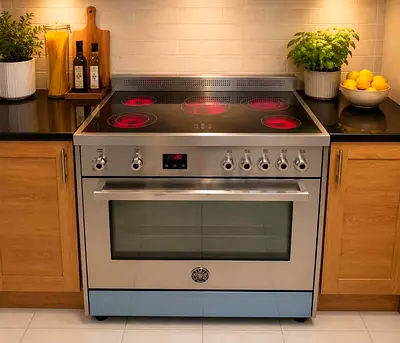 Bartzoni 5 Burners Full Electric Digital Cooking Range Sam Like New Condition 90cm