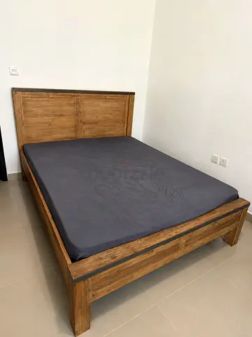 New - Wood Double Bed with frame  mattress