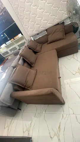 Brown Fabric 3-Seater Sofa with comebed - Good Condition