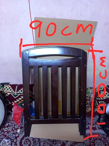 Wooden Baby Crib Side Panel / Small Crib Frame - Dark Brown
