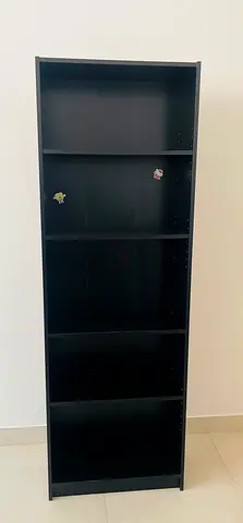 Tall black bookshelf / bookcase - 5 shelves, good condition
