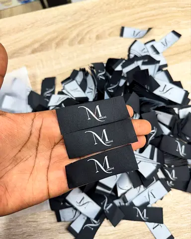 Pack of Black Woven Clothing Brand Labels with M Logo - New