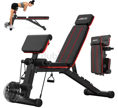 JOROTO Adjustable Multi-Function Weight Bench with Leg Curl Resistance Bands