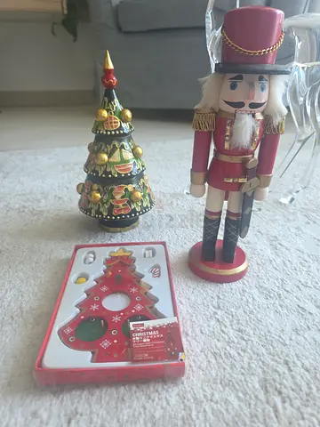 Set of Christmas Decorations — Nutcracker, Ceramic Tree Candle Holder