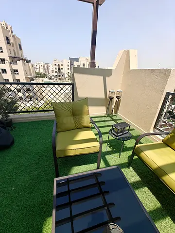 4-Piece Outdoor Garden Furniture Set with Green Cushions side tables and full weather proof cover