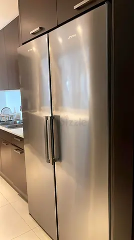 Smeg stainless fridge and freezer separate refrigerator, good working condition