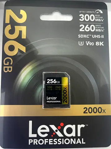 Lexar Professional 256GB SDXC UHS-II 2000x SD Card - C10 V90 U3 Upto 300MB/S