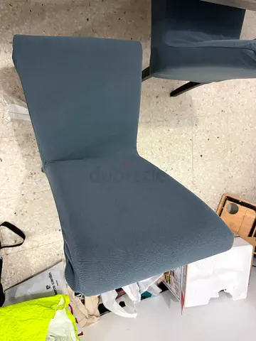Set of modern dining table and chairs - teal gray, good condition