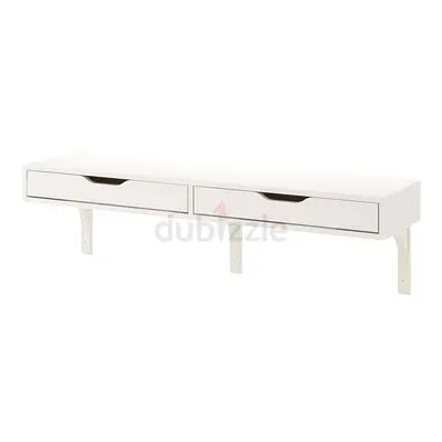 IKEA White wall-mounted shelf with two drawers — compact storage unit
