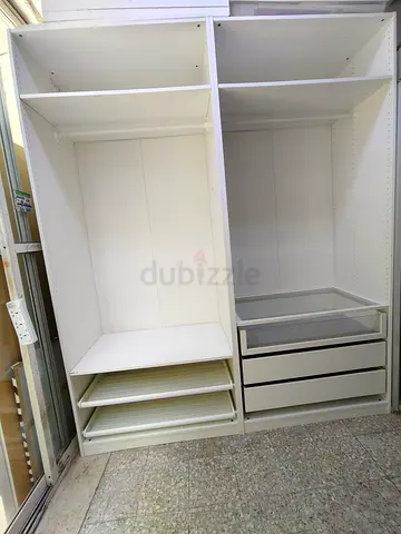 IKEA PAX-style White Wardrobe Frame with Shelves and Drawers