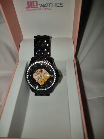 Womens black crystal bezel wristwatch by JLO (Jennifer Lopez) - good condition