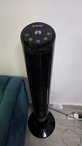 Black Tower Fan with Digital Display - Good Working Condition