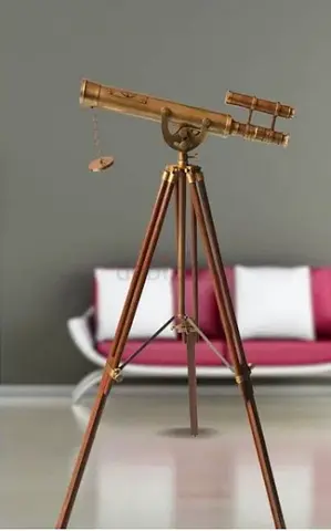 Unwanted gift Brass Antique-Style Telescope on Wooden Tripod - Decorative Collectible