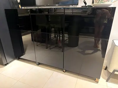 Black Glossy 3-Section Sideboard / Cabinet for plates or storage