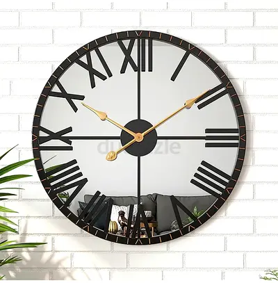 1M x 1M Antique Luxury Metal Mirror Wall Clock | Modern Roman Numeral | Brand New