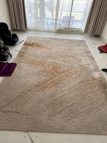 Large Modern Beige Abstract Area Rug - great Condition, FREE from damage