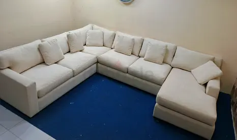 Crate and Barrel beige color Ushape sofa for sale