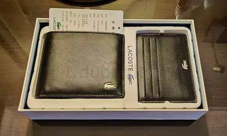 Lacoste Mens Leather Bi-fold Wallet and Card Holder - Brand New (Black)
