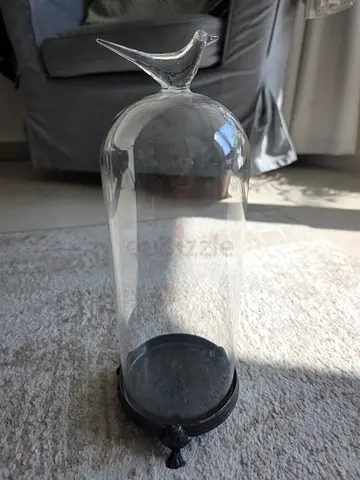 Candle Glass display dome with metallic base - good condition