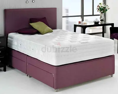 Modern Divan Bed with Padded Headboard and Mattress