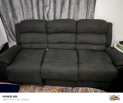 Comfortable 3 Seater Grey Recliner Sofa