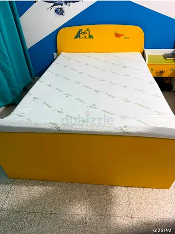 One bed 120x200 yellow with mattress