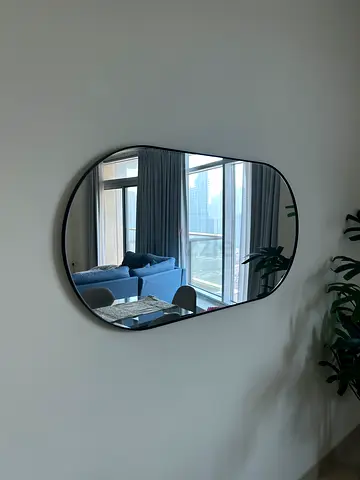 Oval Wall Mirror with Black Frame - Excellent Condition