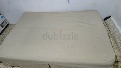 Beige Sofa Bed with Mattress with Cover