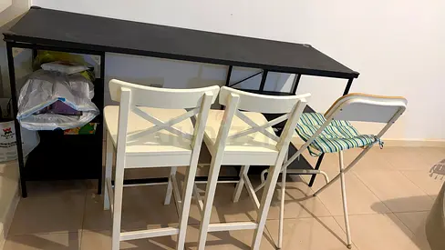 IKEA INGOLF Bar Stools and Black Bar Table Set