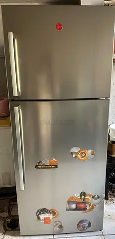 Hoover 2-Door Refrigerator - Good Working Condition, Stainless Steel Finish