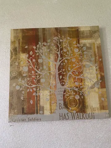 Framed Abstract Wall Art Canvas with Tree Motif