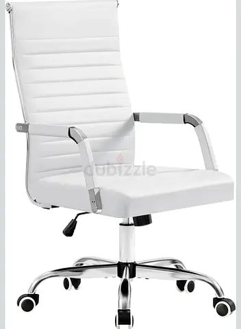 White leather swivel office chair with chrome base - excellent condition
